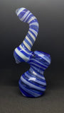 6" Small sherlock glass bubbler with spiral striped design