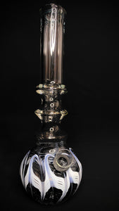 10" Black Three Ring Wrapped & Raked Water Pipe w/ Slider Bowl