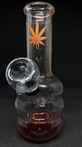 5" Mini Glass Water Pipe with Orange Leaf Decal