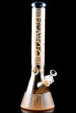 15.5" Large 7mm Frosted Glass on Glass Beaker Water Pipe with Ice Pinch