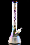 15.5" Large 7mm Frosted Glass on Glass Beaker Water Pipe with Ice Pinch