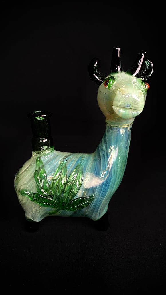 Goat Marijuana Green Glass Water Pipe