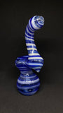 6" Small sherlock glass bubbler with spiral striped design