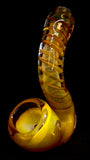 4" Gold Fumed Stand Up Sherlock Glass Pipe With Spiral Glass Accent.