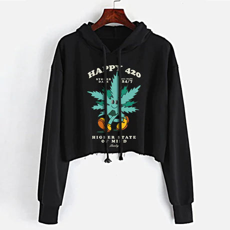 Stonerdays Happy 420 Crop Top Hoodie