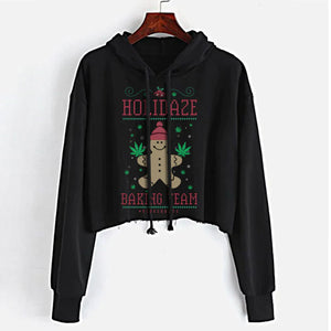 Stonerdays Women's - Holidaze Baking Team Crop Top Hoodie