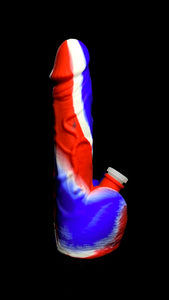 8" Red, White, Blue Small Colorful Silicone Phallus/Penis Water Pipe