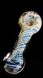 4" Color Changing Glass Pipe With Silver Fumed Spiral Design