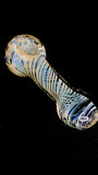 4" Color Changing Glass Pipe With Silver Fumed Spiral Design