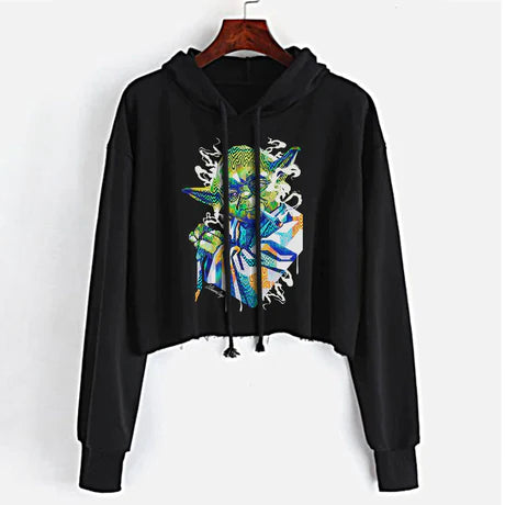 Stonerdays Pop Art Jedi Master Crop Top Hoodie