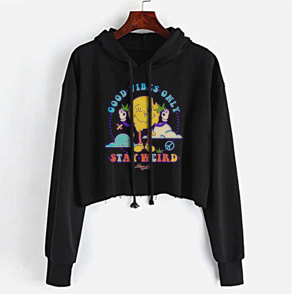 Stonerdays Women's - Stay Weird Crop Top Hoodie