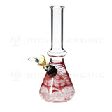 7" Red Ring Wrapped And Raked Beaker Glass Water Pipe w/ Slider Bowl