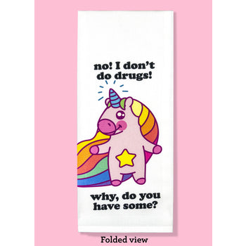 Bad Grandma Designs - No! I Don't Do Drugs Dishtowel