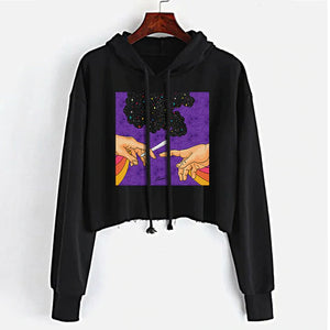 Stonerdays Women's Puff Puff Purps Crop Top Hoodie